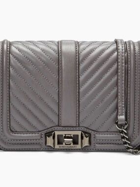 Rebecca Minkoff Grey Quilted Leather Crossbody with Chain Strap